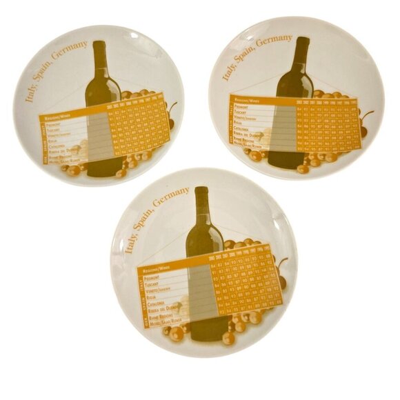 Wine Enthusiast ITALY SPAIN GERMANY Region Wine Dessert Cheese Plates – Set of 3 - Picture 5 of 11